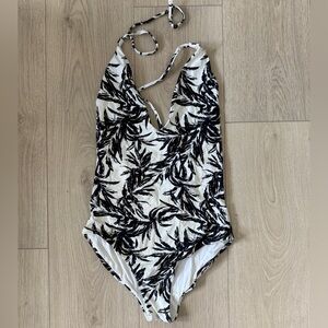 Onia Monochrome Leaf Print Swimsuit - size small
